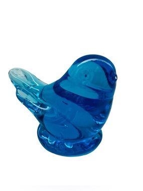 Vintage Bluebird of Happiness Signed by Artist Leonard Glass Bird Figurine